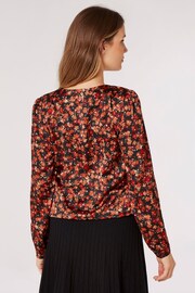 Apricot Black Painterly Floral Wrap Top - Image 2 of 4