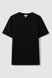 Reiss Black Bradley Interlock Jersey Crew Neck T-Shirt - Image 2 of 6