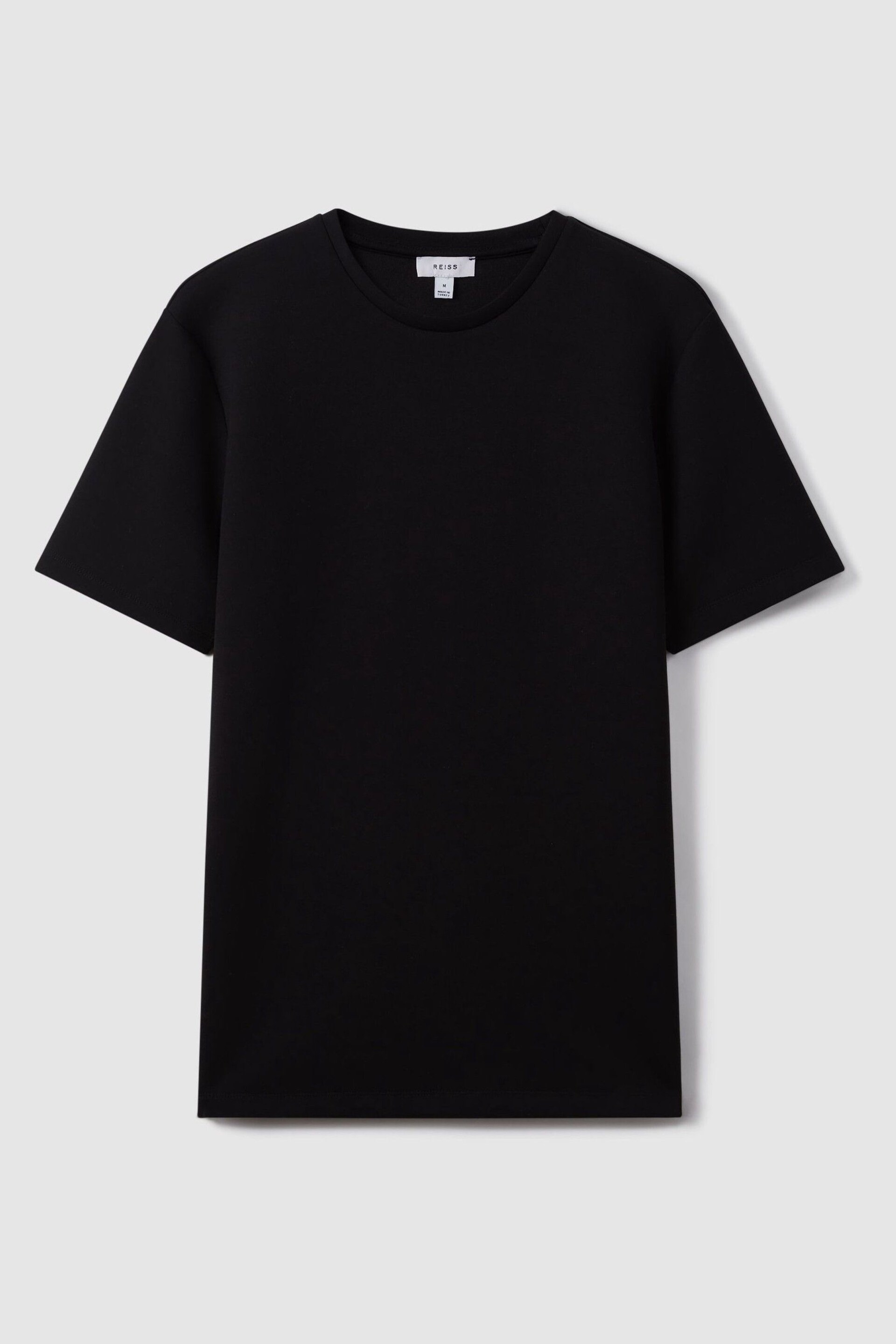 Reiss Black Bradley Interlock Jersey Crew Neck T-Shirt - Image 2 of 6