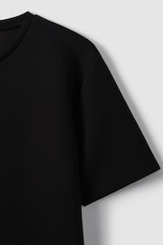 Reiss Black Bradley Interlock Jersey Crew Neck T-Shirt - Image 5 of 6