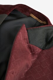 Burgundy Red Regular Fit Slim Fit Patterned Velvet Blazer - Image 10 of 11