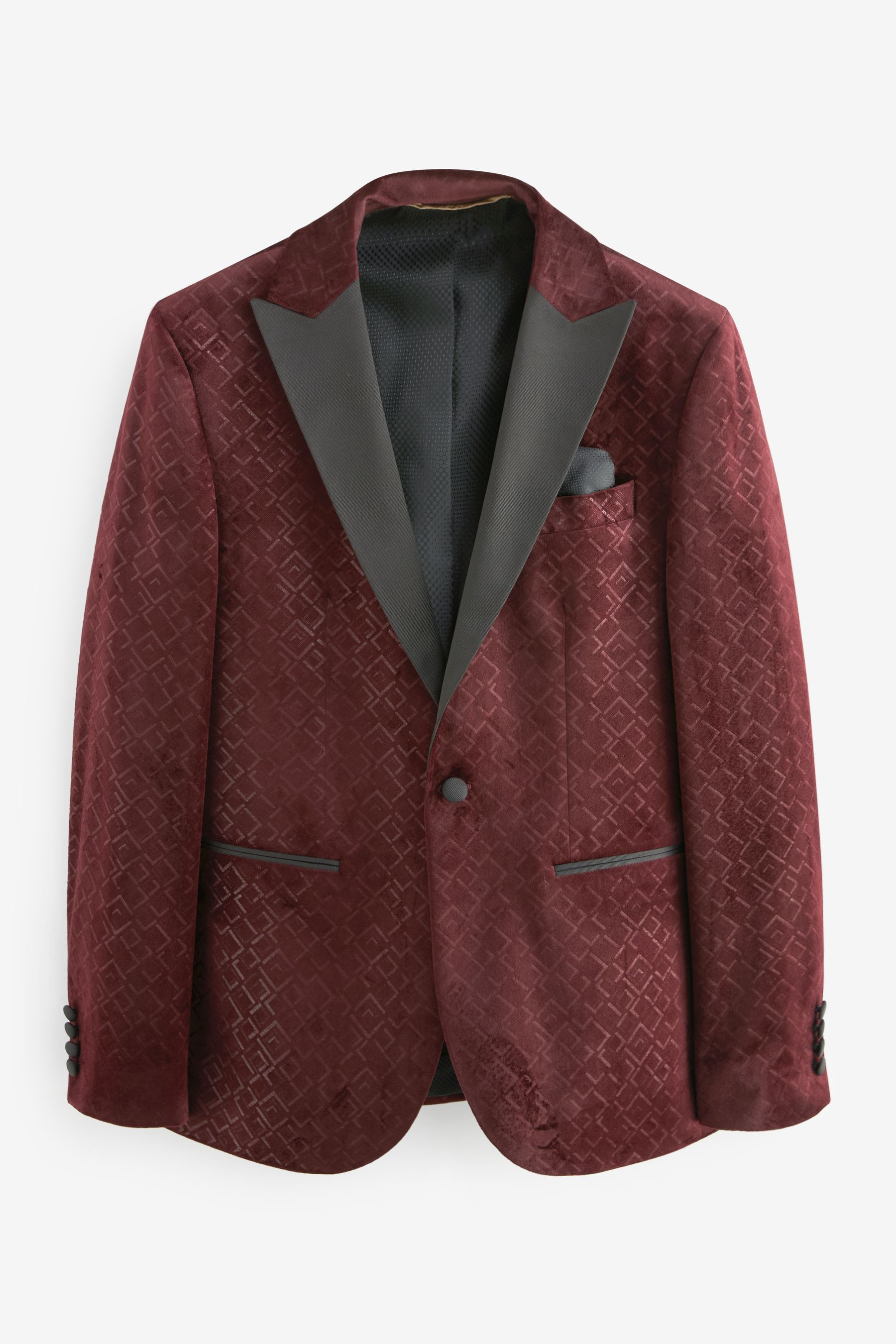Buy Burgundy Red Slim Fit Patterned Velvet Blazer from the Next UK online shop