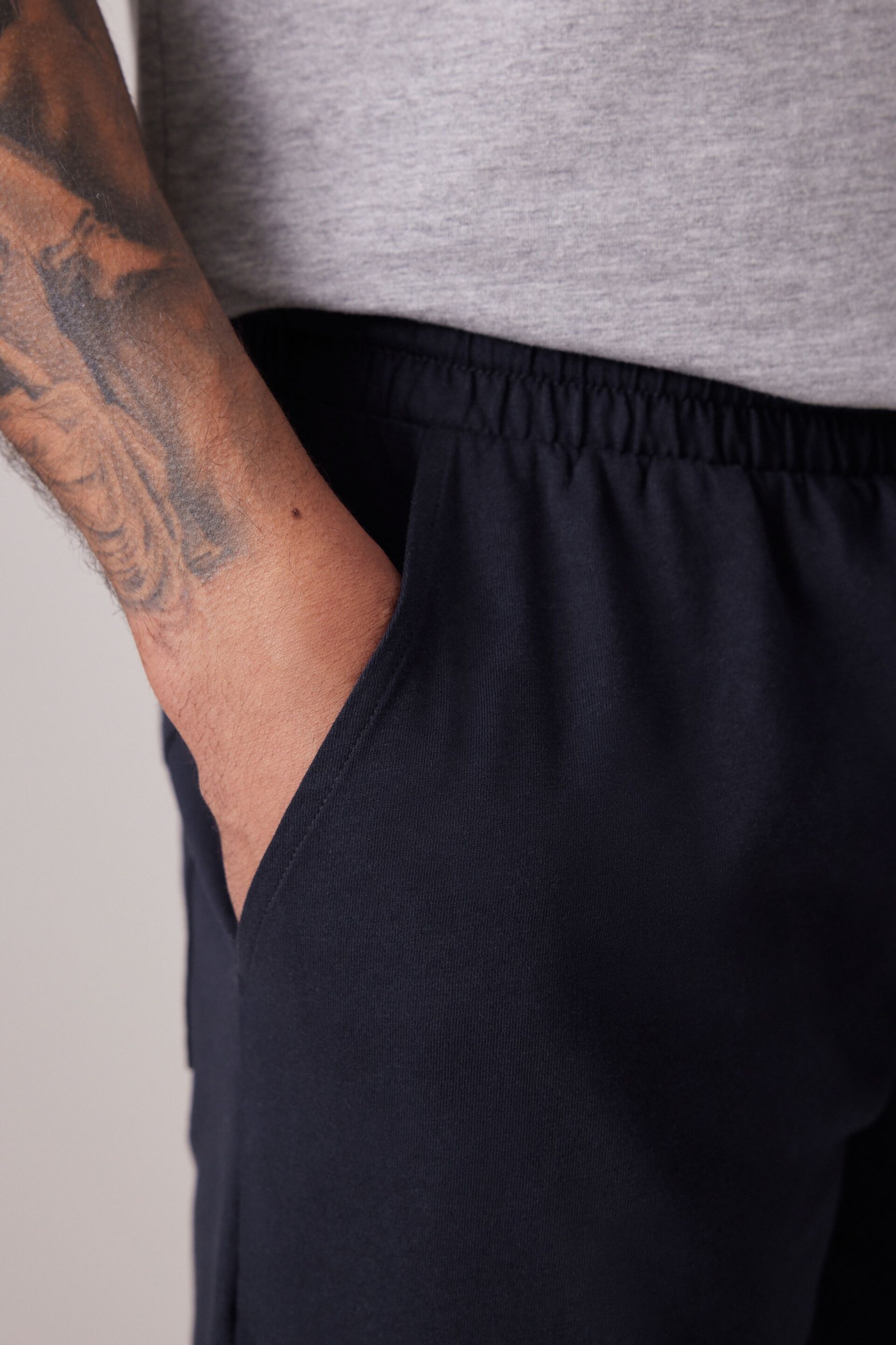 Grey/Navy Blue 2 Pack Lasting Fresh Cotton Rich Pyjama Shorts - Image 6 of 12