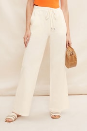 Friends Like These Beige Petite Wide Leg Trousers With Linen - Image 1 of 4