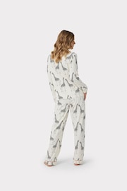 Chelsea Peers Cream Giraffe Button Up Long Pyjama Set - Image 2 of 9