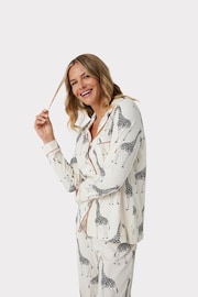 Chelsea Peers Cream Giraffe Button Up Long Pyjama Set - Image 3 of 9