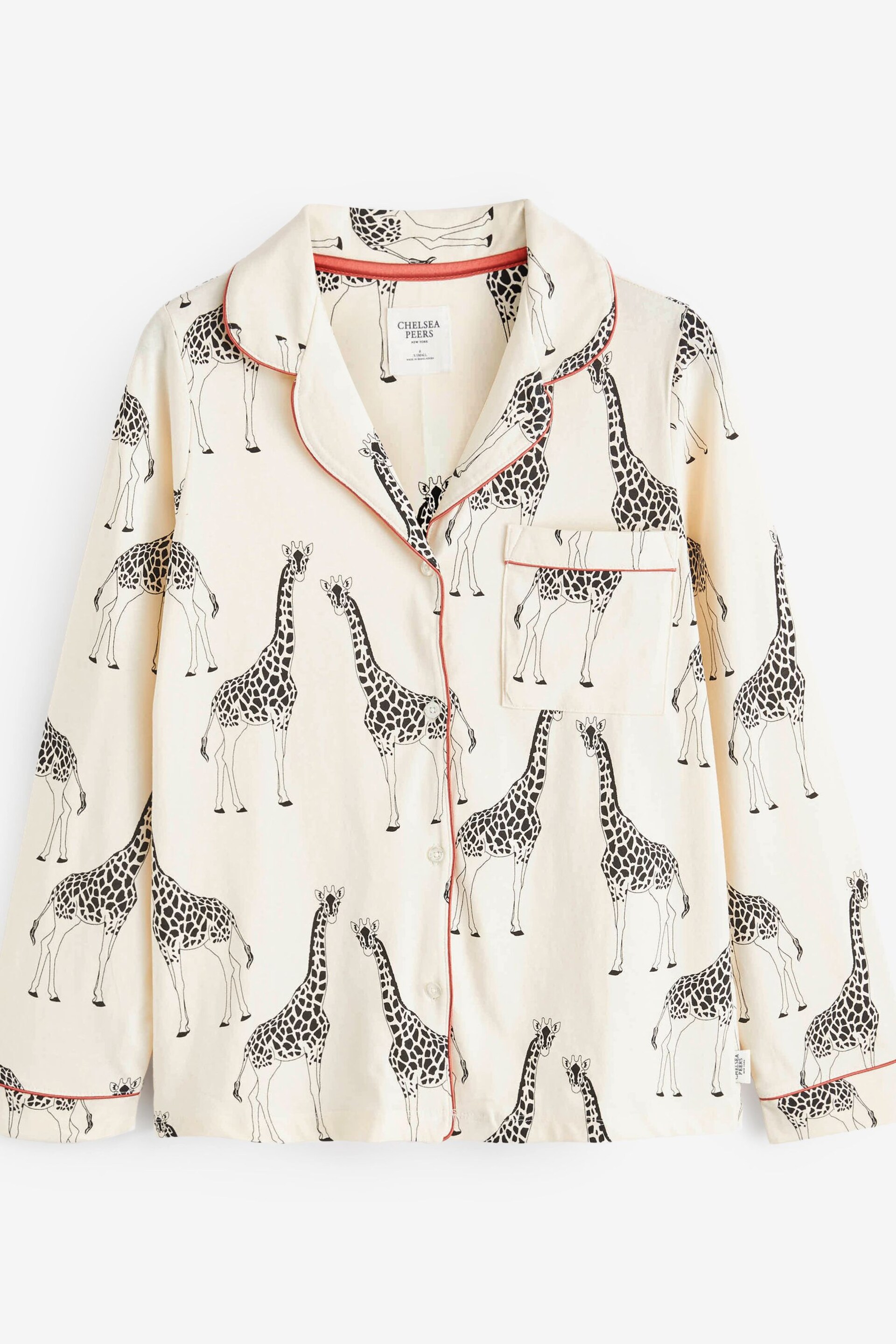 Chelsea Peers Cream Giraffe Button Up Long Pyjama Set - Image 8 of 9