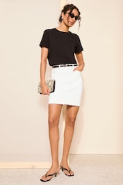 Friends Like These White Raw Hem Denim Mini Skirt - Image 3 of 4