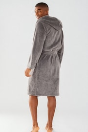 Chelsea Peers Grey Mens Fluffy Hooded Dressing Gown - Image 3 of 6