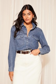 Friends Like These Mid Blue Western Button Through Denim Shirt - Image 2 of 4