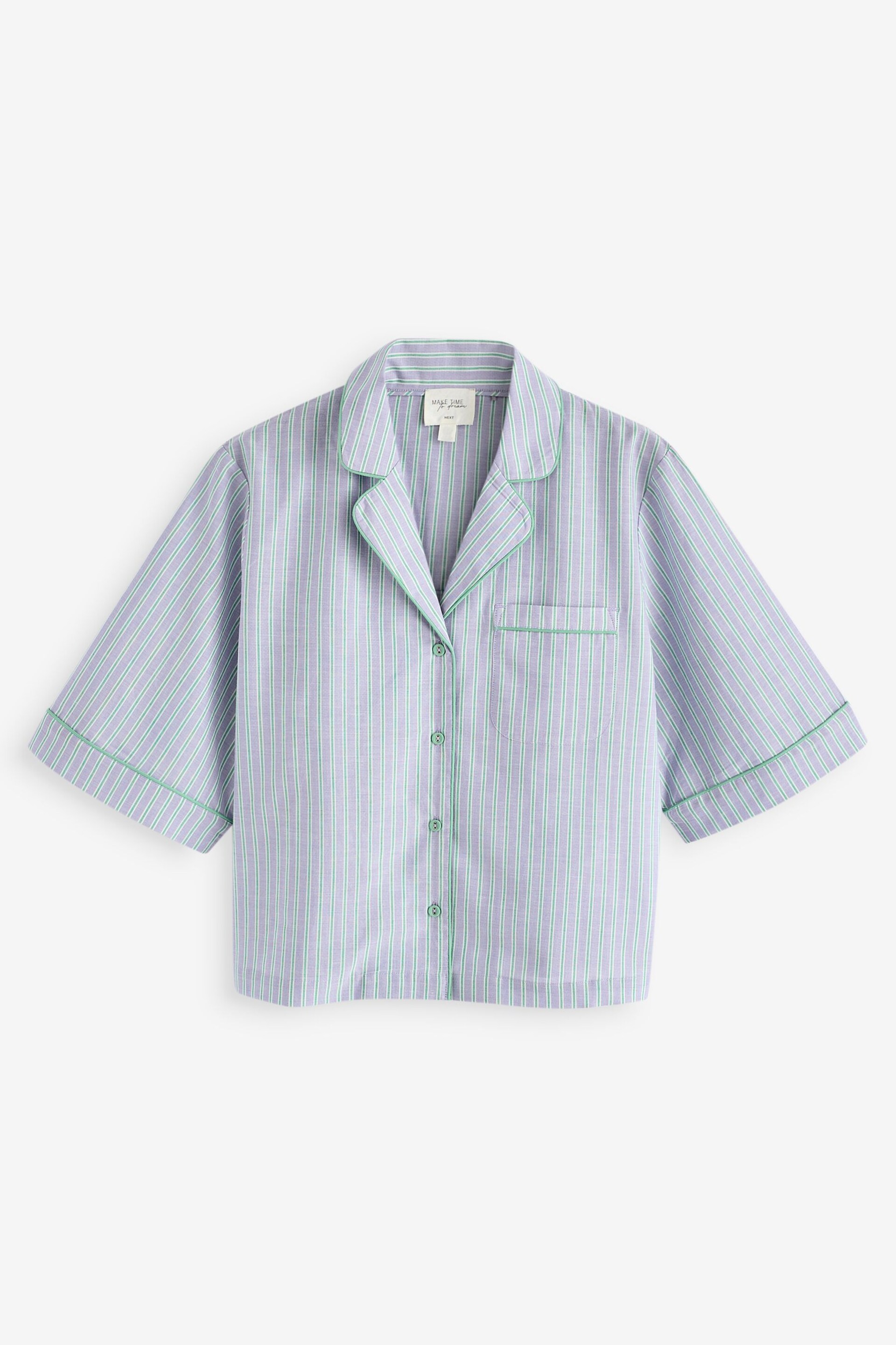 Lilac Purple Stripe Short Sleeve Button Through Pyjamas - Image 10 of 13