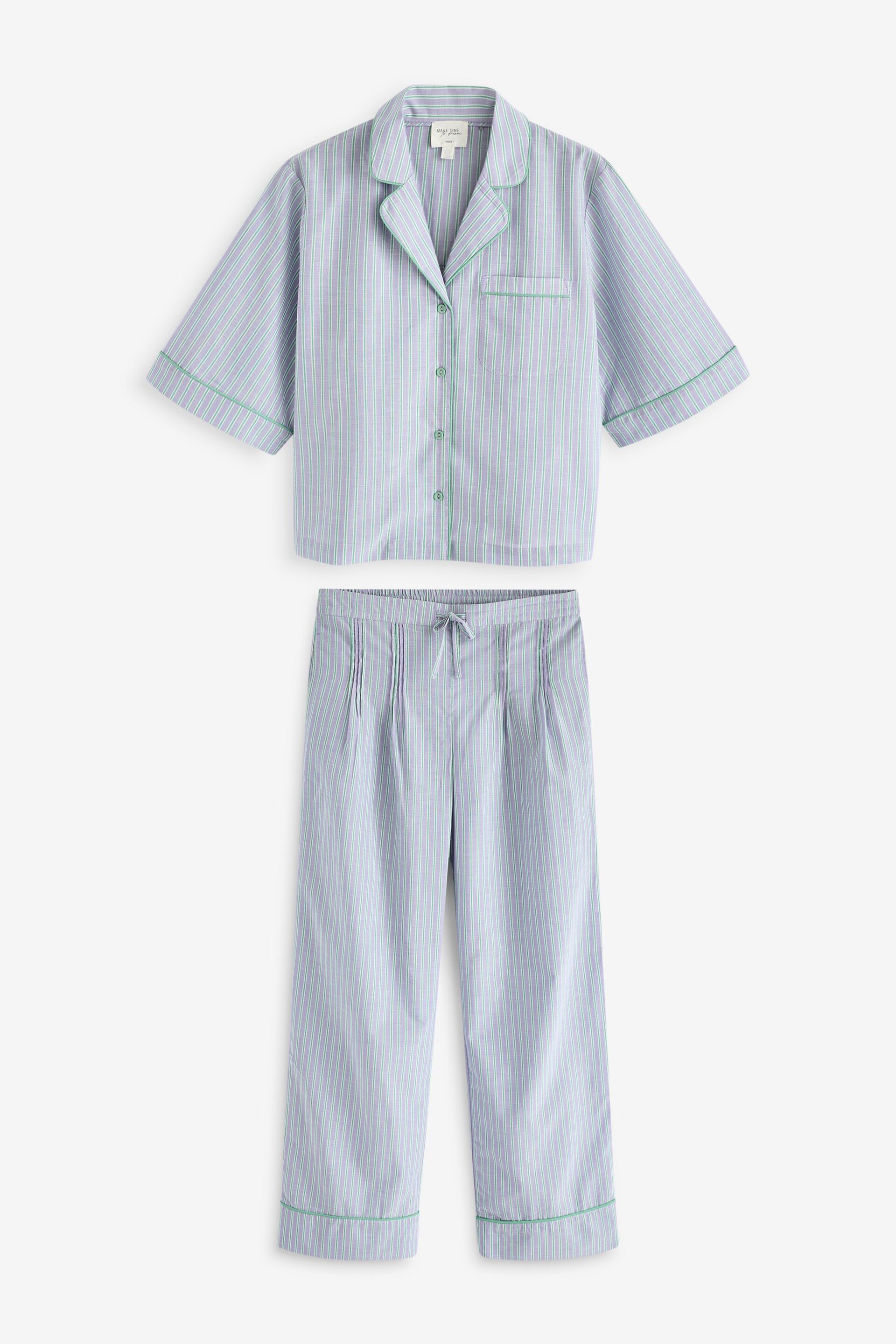 Lilac Purple Stripe Short Sleeve Button Through Pyjamas - Image 9 of 13