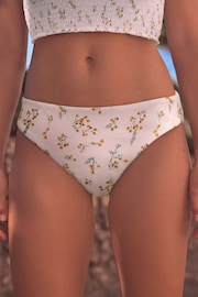 White Ditsy Floral Shirred High Leg Bikini Bottoms - Image 1 of 6