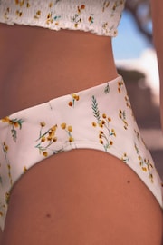 White Ditsy Floral Shirred High Leg Bikini Bottoms - Image 5 of 6
