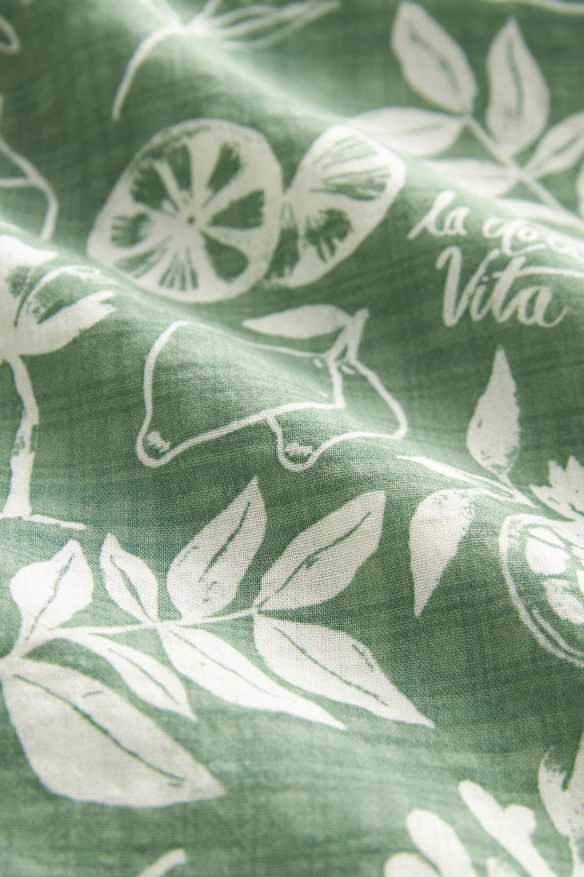 Green Floral Print Short Sleeve Tie Neck Bardot Blouse - Image 6 of 6