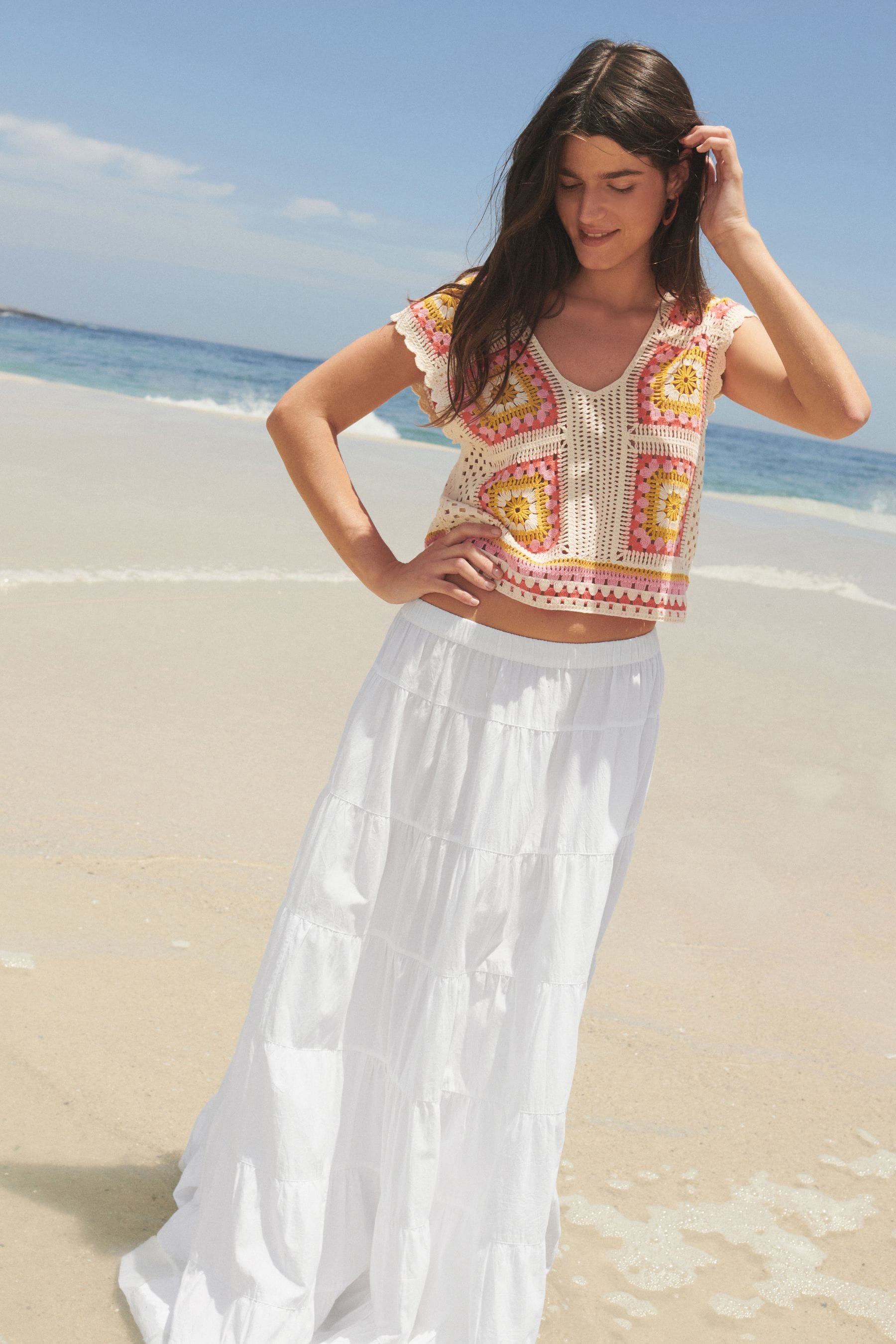 Buy White Tiered Maxi Skirt from Next Luxembourg