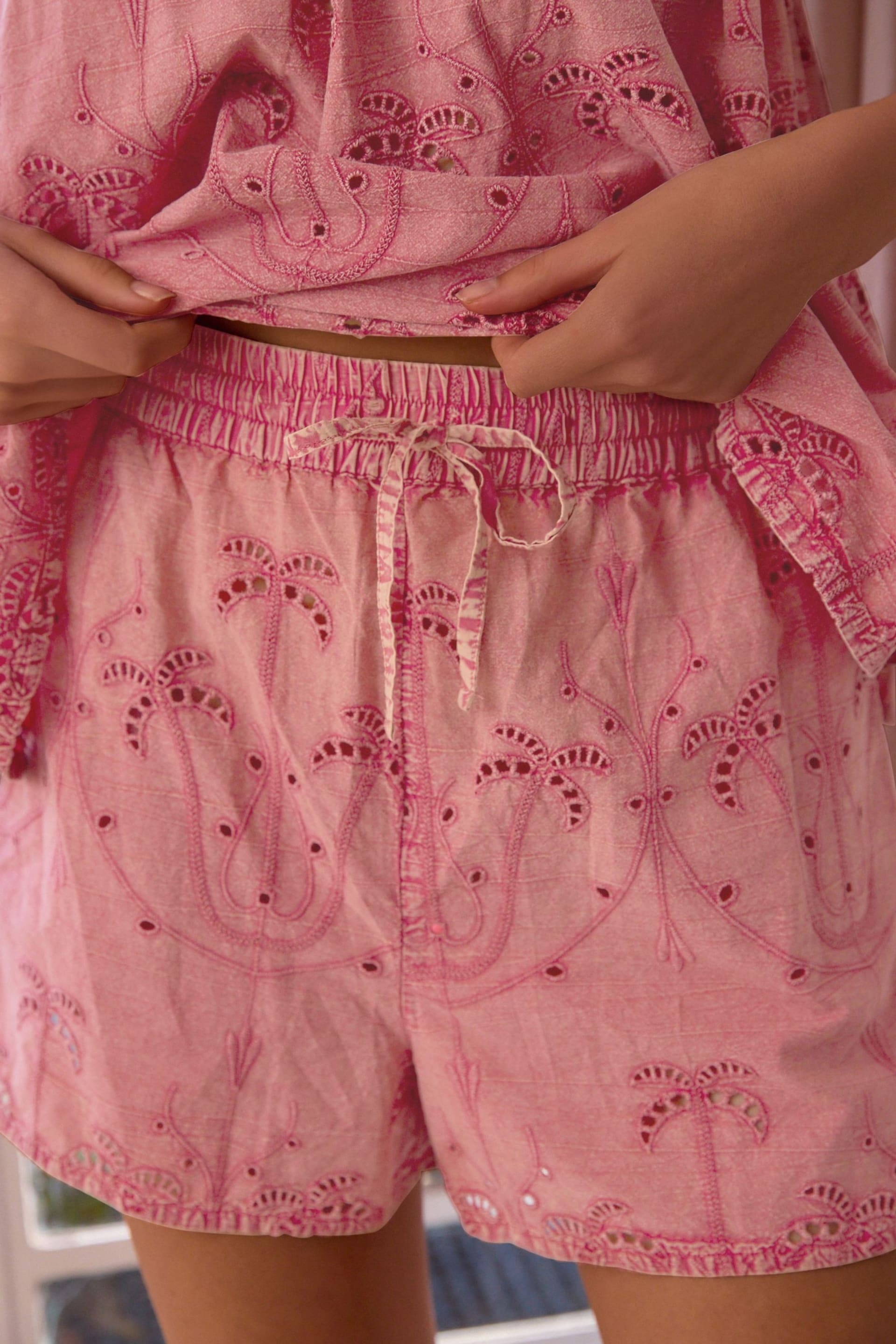Pink Palm Cami Vest Shorts Set - Image 6 of 10
