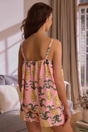 Pink Pineapple Linen Blend Vest Short Set - Image 3 of 9