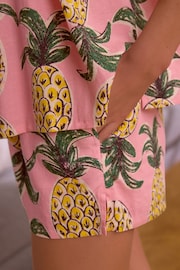 Pink Pineapple Linen Blend Vest Short Set - Image 5 of 9