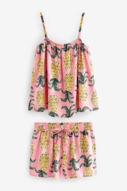 Pink Pineapple Linen Blend Vest Short Set - Image 6 of 9