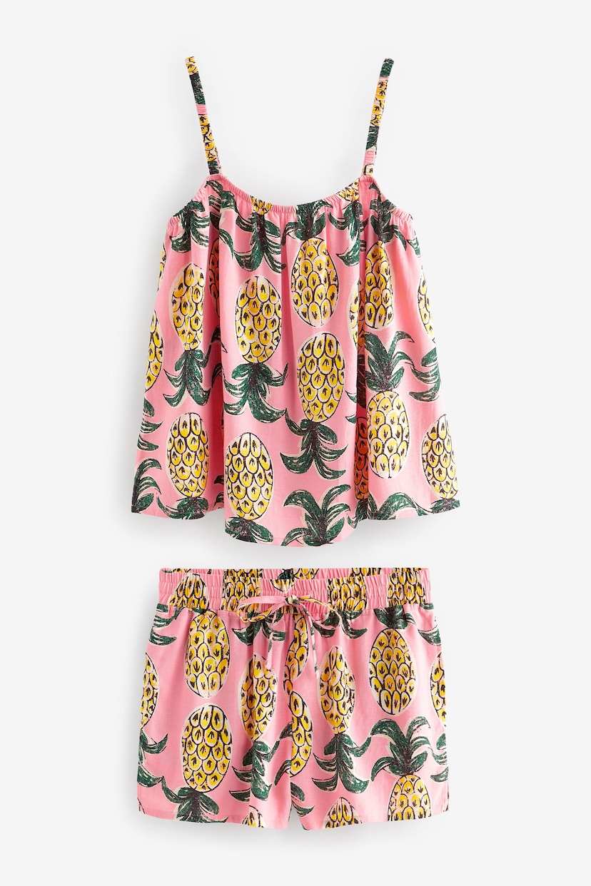 Pink Pineapple Linen Blend Vest Short Set - Image 6 of 9