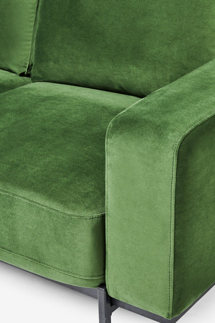 MADE.COM Matt Velvet Grass Green Jarrod 3 Seater Sofa - Image 3 of 7