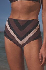 Brown/Cream Geo High Waist High Waist Bikini Bottoms - Image 1 of 6