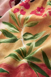 Multi Tropical Floral Print Short Sleeve Tie Neck Bardot Blouse - Image 6 of 6