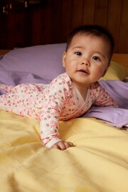 Bonds Pink Floral Print Wrap Zip Sleepsuit - Image 1 of 4