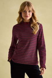 Joules Grace Burgundy Long Sleeve Jersey Top - Image 1 of 5