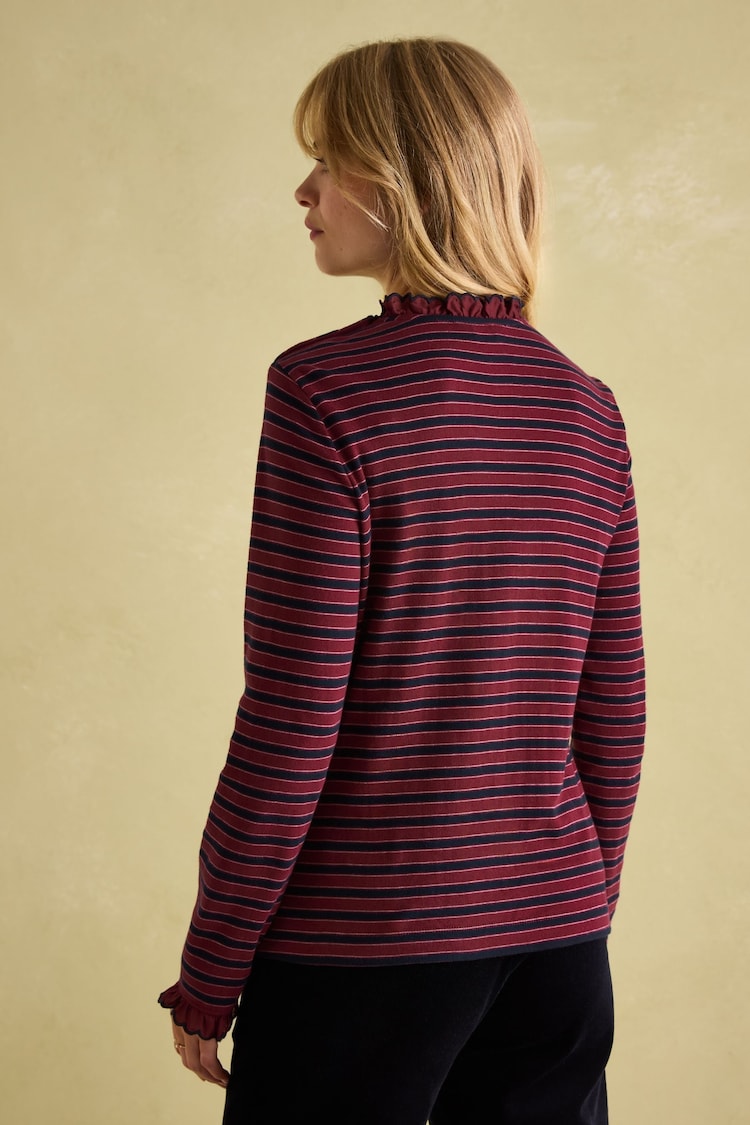 Joules Grace Burgundy Long Sleeve Jersey Top - Image 2 of 5