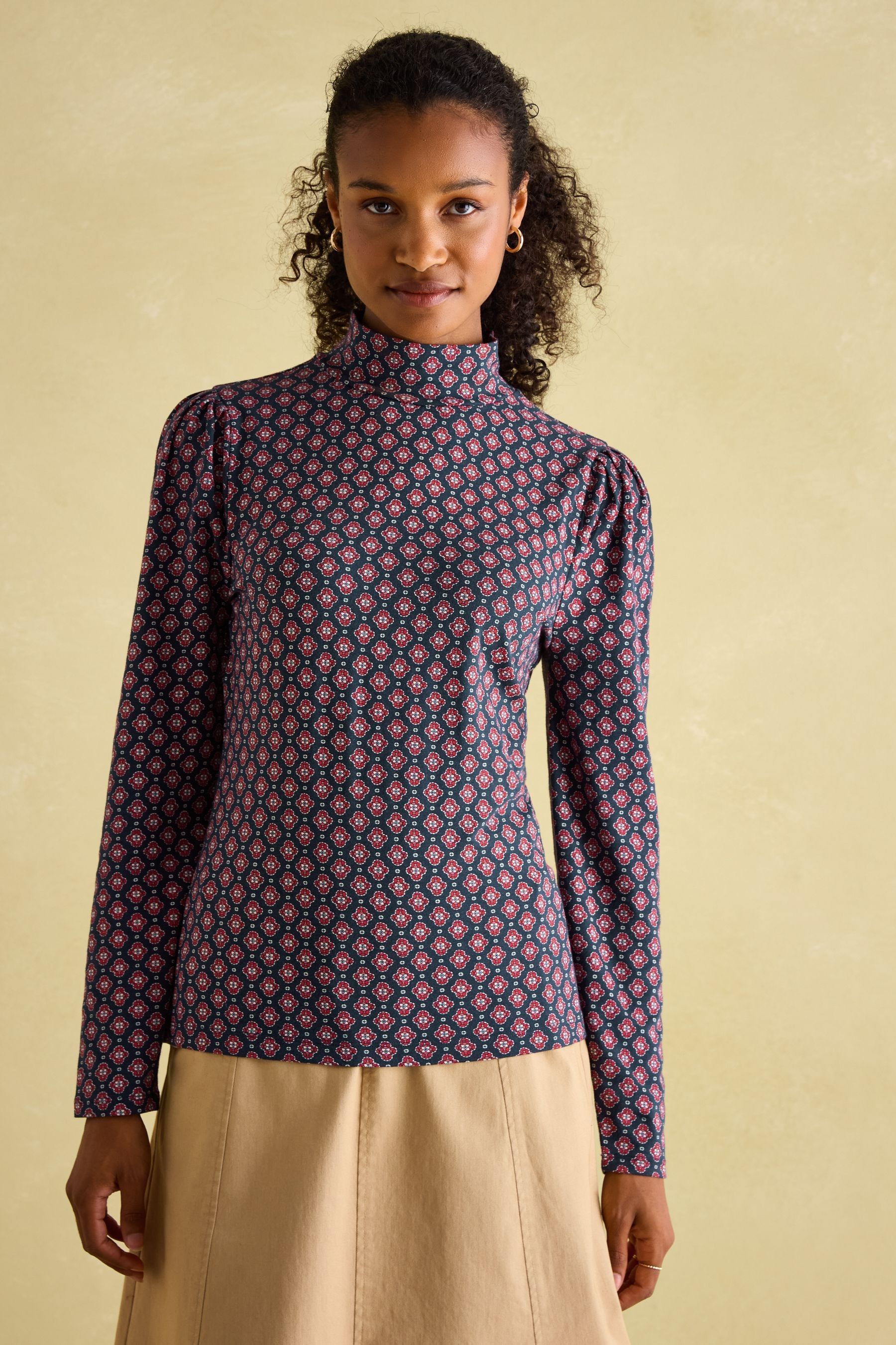Buy Joules Elizabeth Blue Floral High Neck Jersey Top from Next Canada