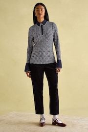 Joules Cordelia Navy geo Long Sleeve Top - Image 6 of 10