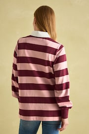 Joules Sammie Pink & Red Striped Heavyweight Cotton Rugby Shirt - Image 5 of 10