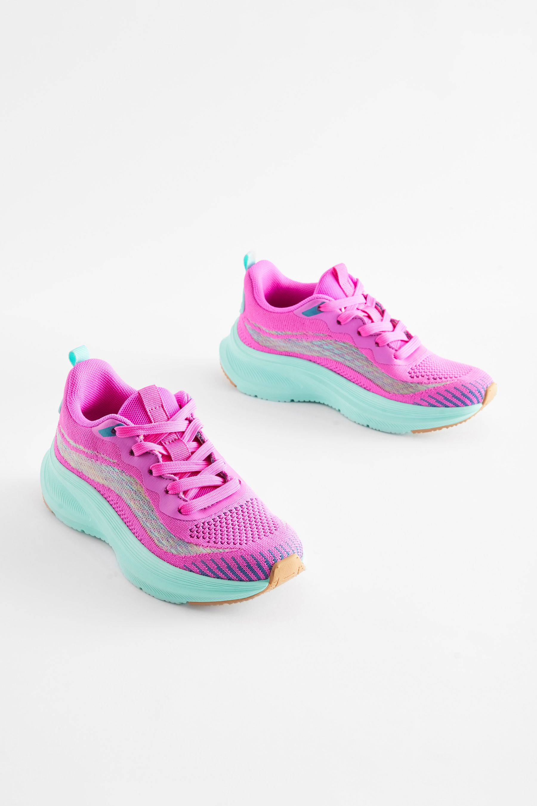Pink Lace Up Trainers