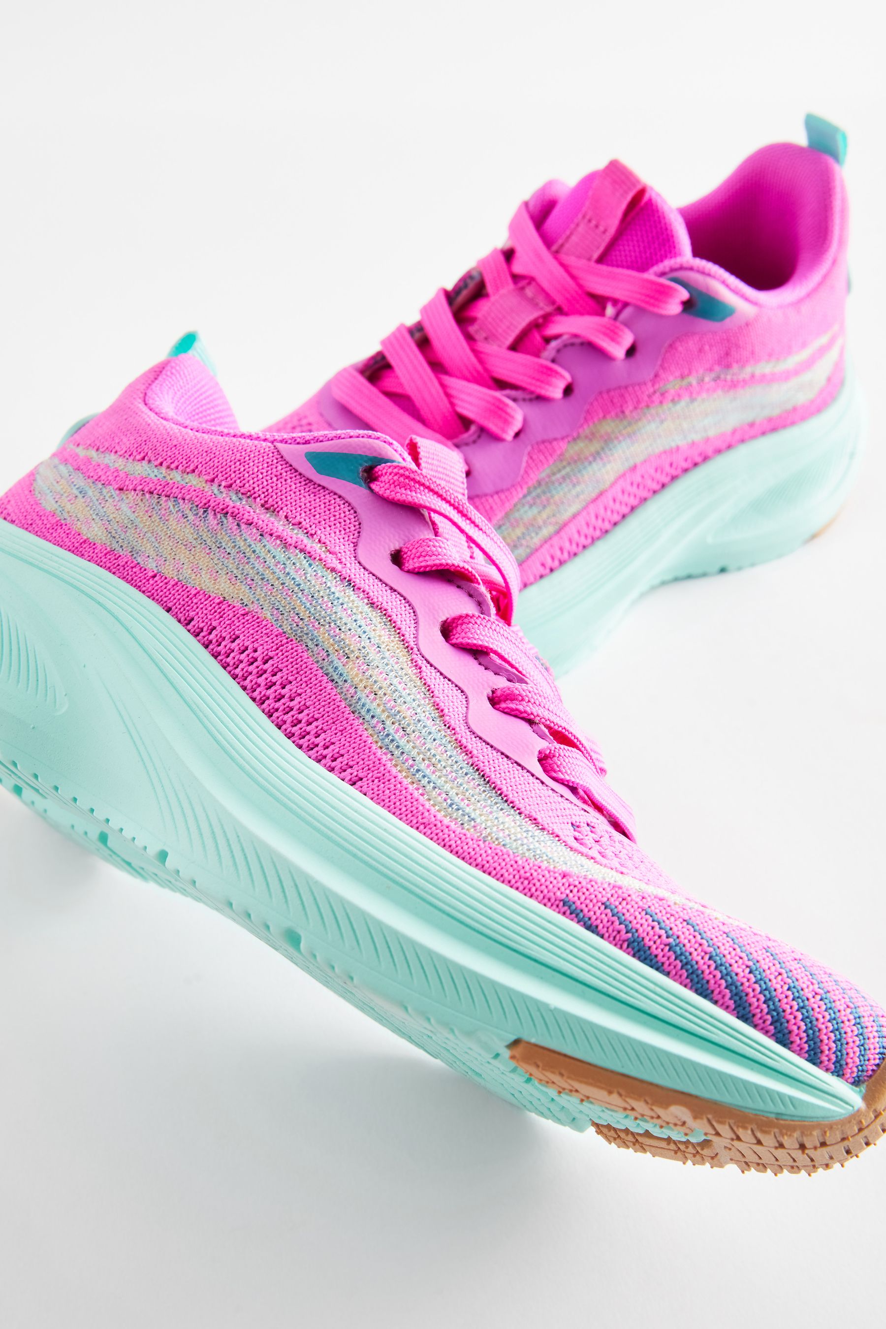 Pink Lace Up Trainers