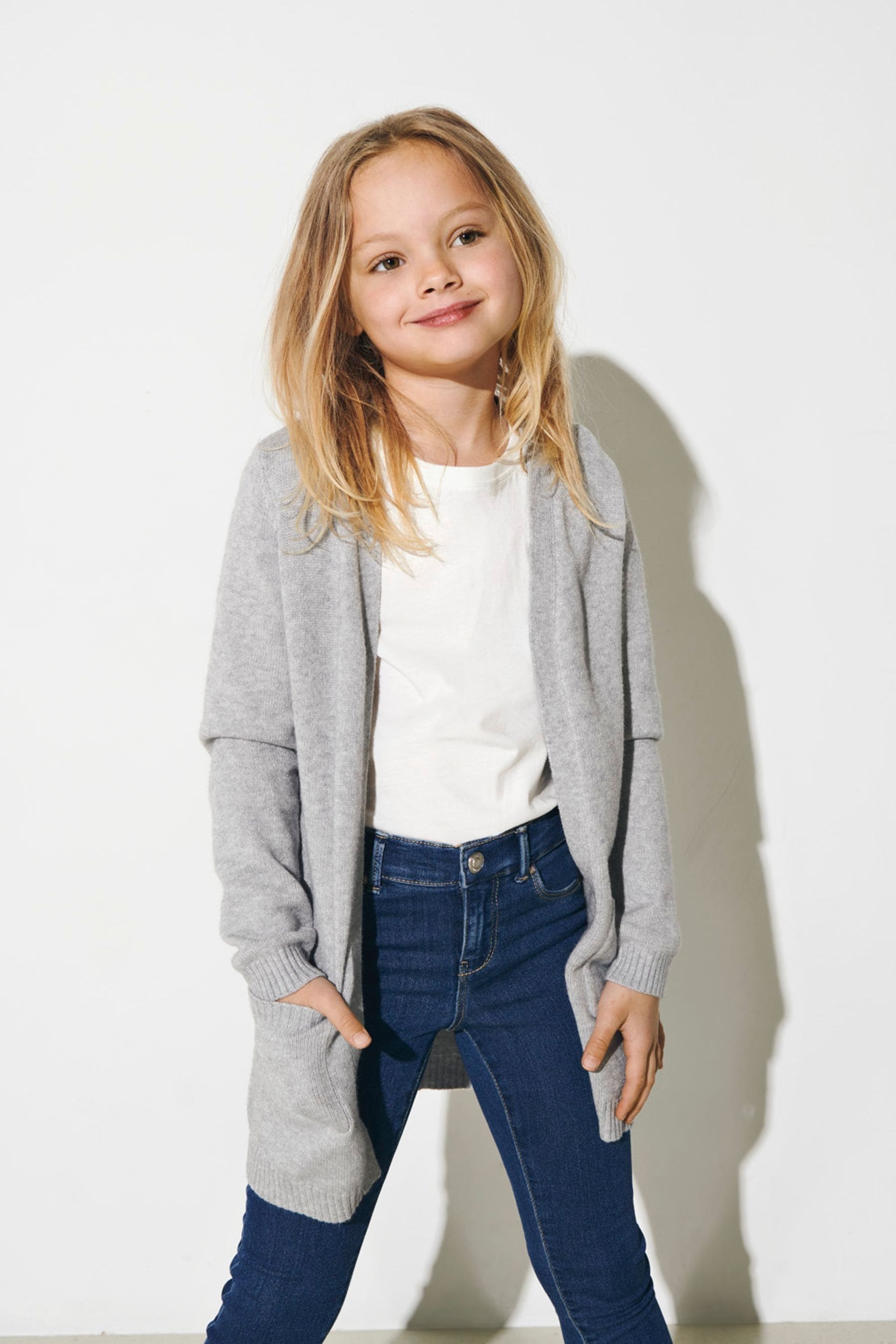 Grey kids cardigan new arrivals