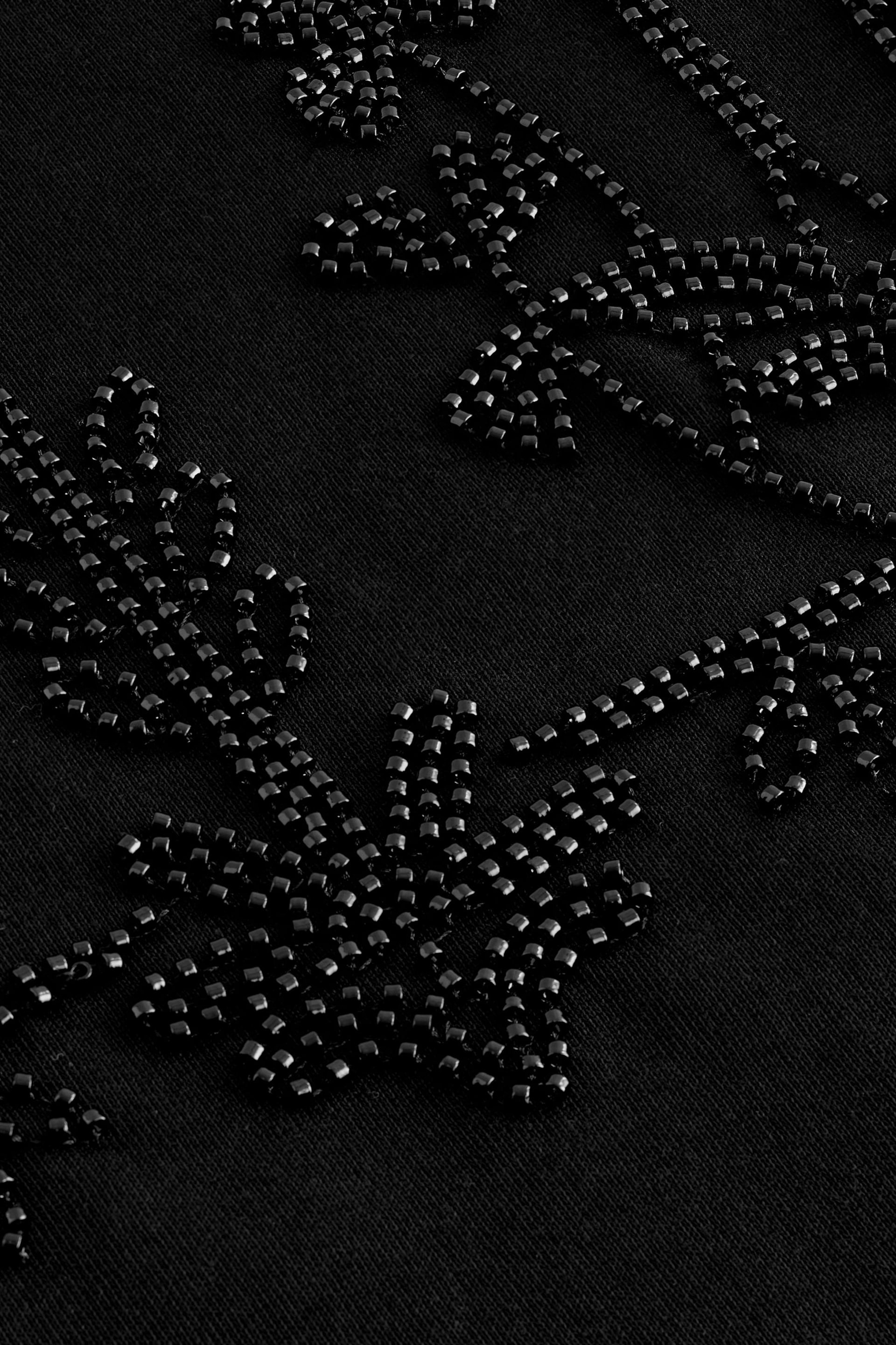 Black Palm Print Beaded Sparkle Holiday Short Sleeve T-Shirt - Image 5 of 5