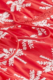 Bright Red Broderie Sleeveless Tie Top - Image 6 of 6