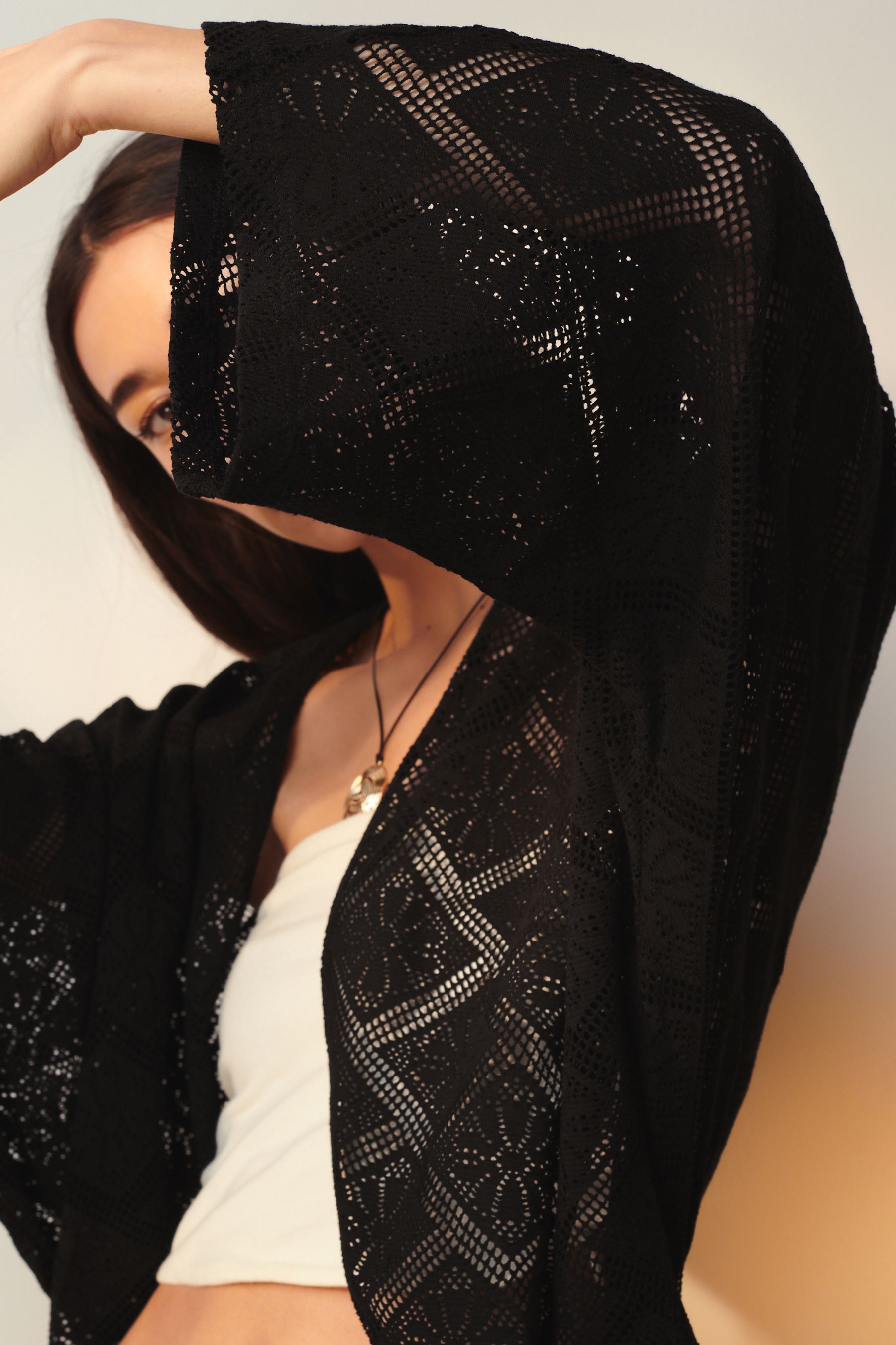 Buy Black Crochet Summer Cardigan from Next Canada