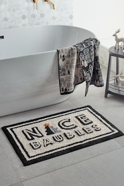 Black & White Mono Slogan Christmas Bath Mat - Image 1 of 3