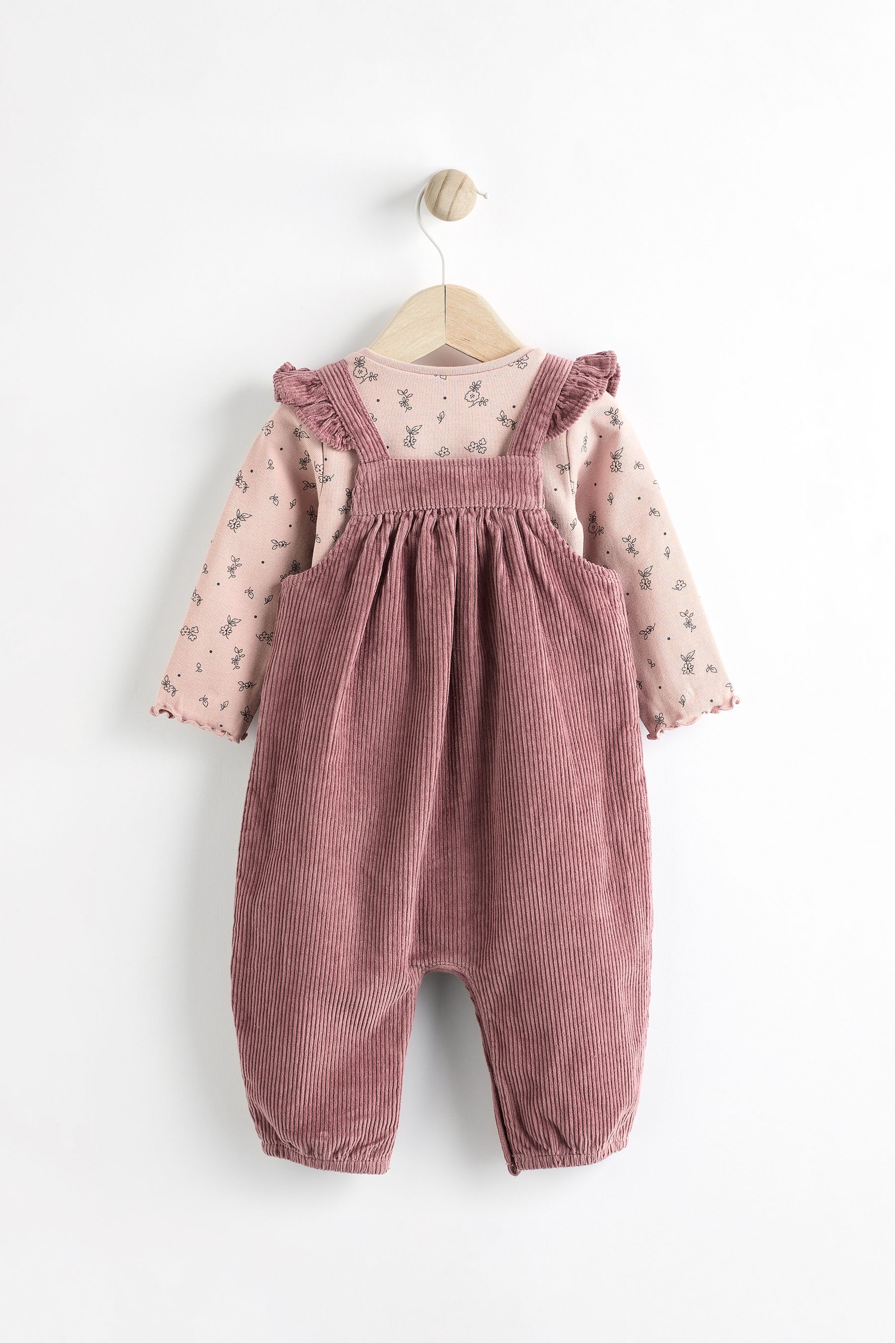 Buy Pink Corduroy Baby Dungaree and Long Sleeve Bodysuit Set 0mths 2yrs from the Next UK online shop