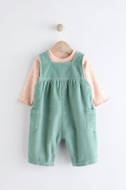 Teal Blue Corduroy Wide Leg Baby Dungarees & Long Sleeve Bodysuit Set (0mths-2yrs) - Image 1 of 9