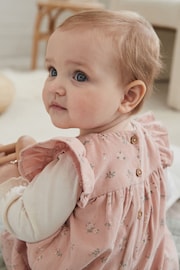 Pink Floral Corduroy Baby Dungarees & Long Sleeve Bodysuit Set (0mths-2yrs) - Image 3 of 11