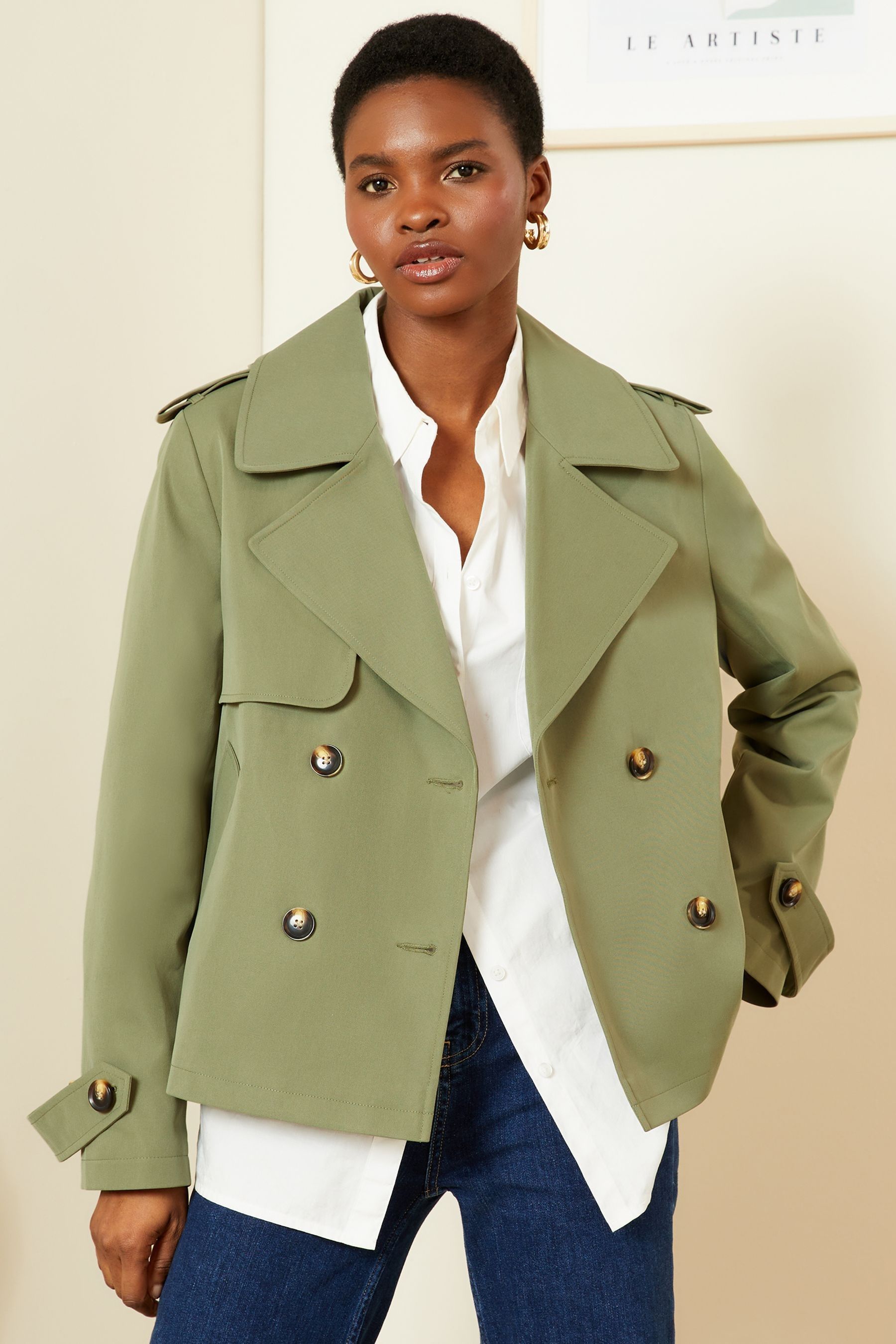 Khaki green trench coat womens hot sale
