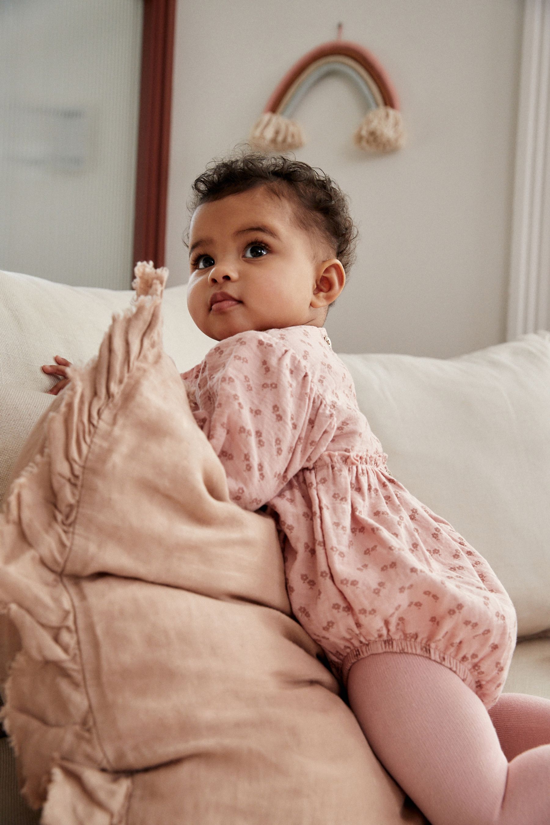 Buy Pink Ditsy Floral Baby Bloomer Romper with Tights Set 0mths 3yrs from Next Luxembourg