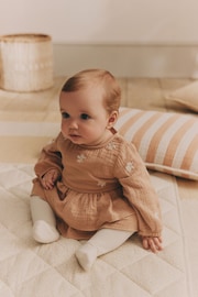 Beige Baby Bloomer Romper with Tights Set (0mths-3yrs) - Image 2 of 12