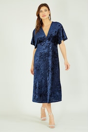 Yumi Blue Velvet Kimono Midi Dress - Image 1 of 5