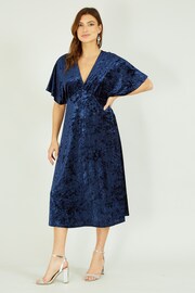 Yumi Blue Velvet Kimono Midi Dress - Image 3 of 5