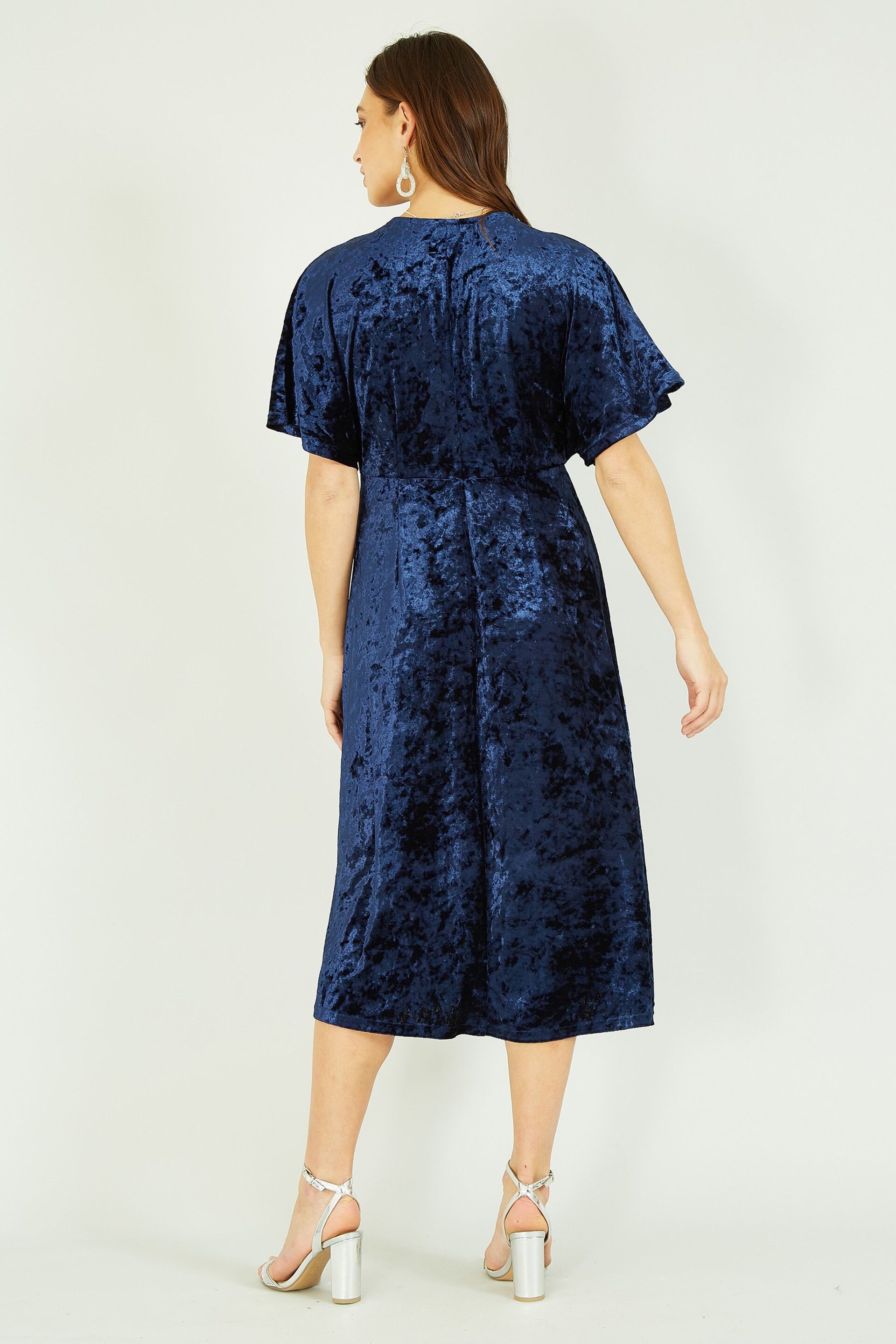 Yumi Blue Velvet Kimono Midi Dress - Image 4 of 5